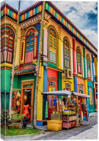Colourful Little India Stall, Singapore Canvas Print by Kevin Hellon