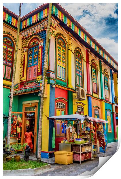 Colourful Little India Stall, Singapore Print by Kevin Hellon