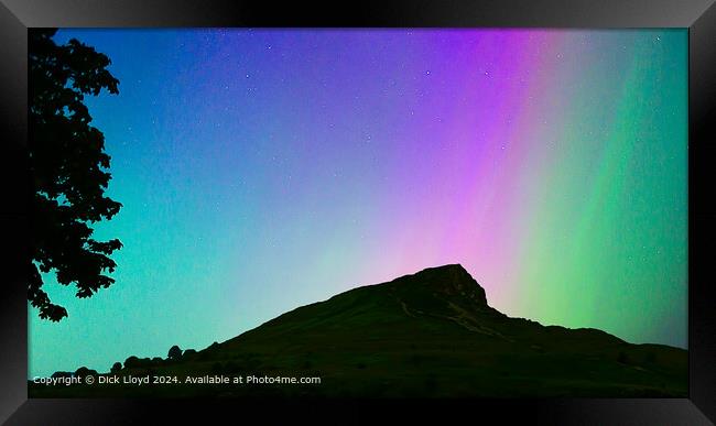 Roseberry Topping Northern Lights Framed Print by Dick Lloyd