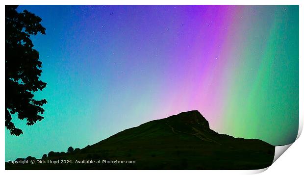 Roseberry Topping Northern Lights Print by Dick Lloyd