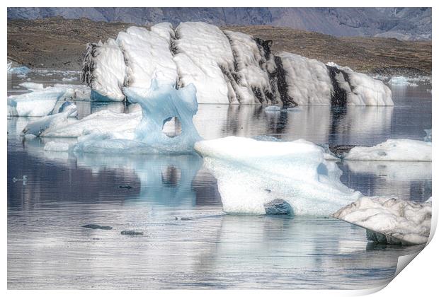 Jokulsarlon Glacier Lagoon Icebergs Print by kathy white