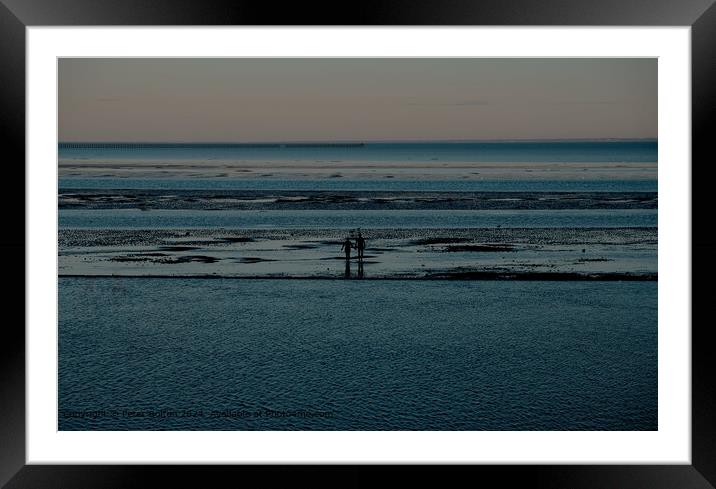 Performance art at East Beach, Shoeburyness. Framed Mounted Print by Peter Bolton