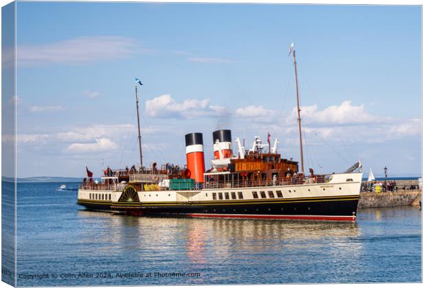 The Waverley moored at Tenby Harbour Pembrokeshire Canvas Print by Colin Allen