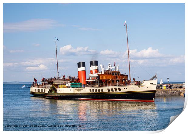 The Waverley moored at Tenby Harbour Pembrokeshire Print by Colin Allen