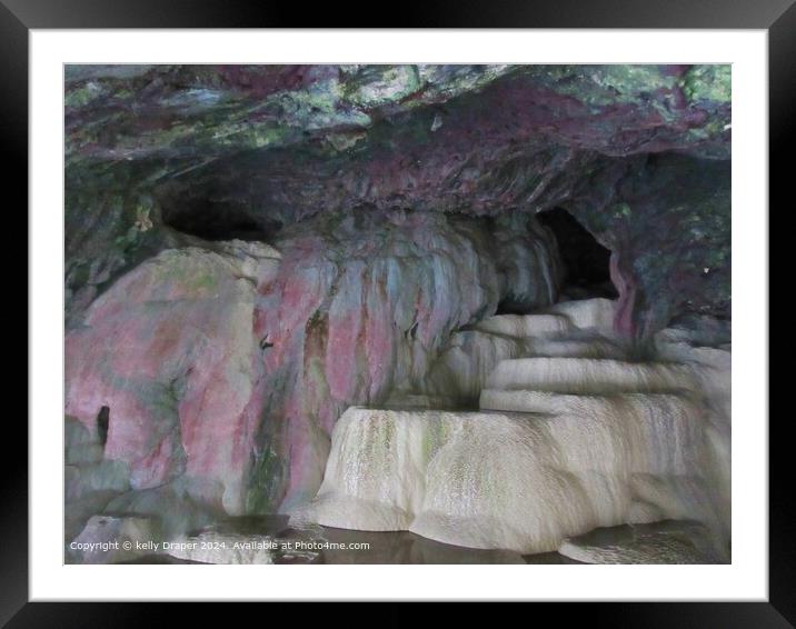 Holywell Bay Sea Cave -  Framed Mounted Print by kelly Draper