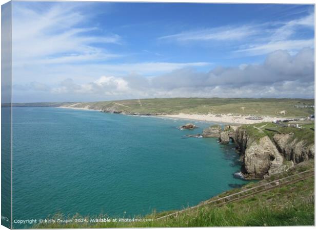 Perranporth Beach Canvas Print by kelly Draper