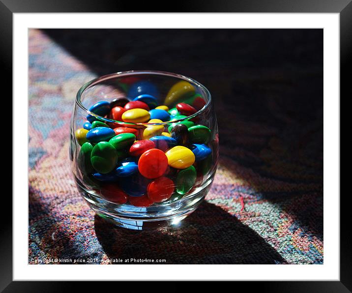 glass of candy Framed Mounted Print by kirstin price