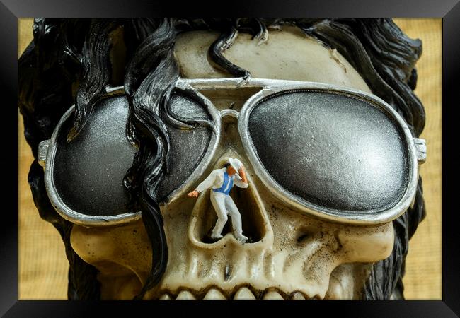 Michael Jackson Skull Abstract Framed Print by Steve Purnell