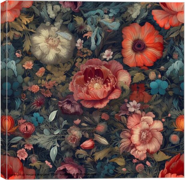 Elegant Floral Seamless Pattern Canvas Print by Mirjana Bogicevic