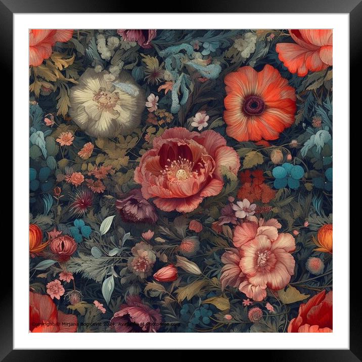 Elegant Floral Seamless Pattern Framed Mounted Print by Mirjana Bogicevic