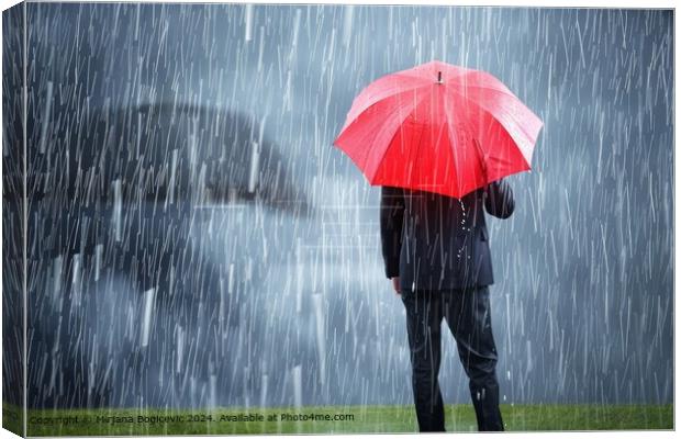 Resolute businessman in rain Canvas Print by Mirjana Bogicevic