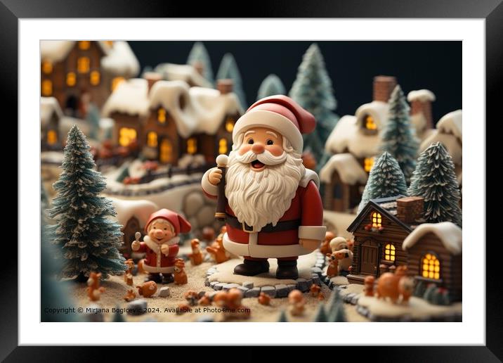 Festive Santa Claus Village Framed Mounted Print by Mirjana Bogicevic