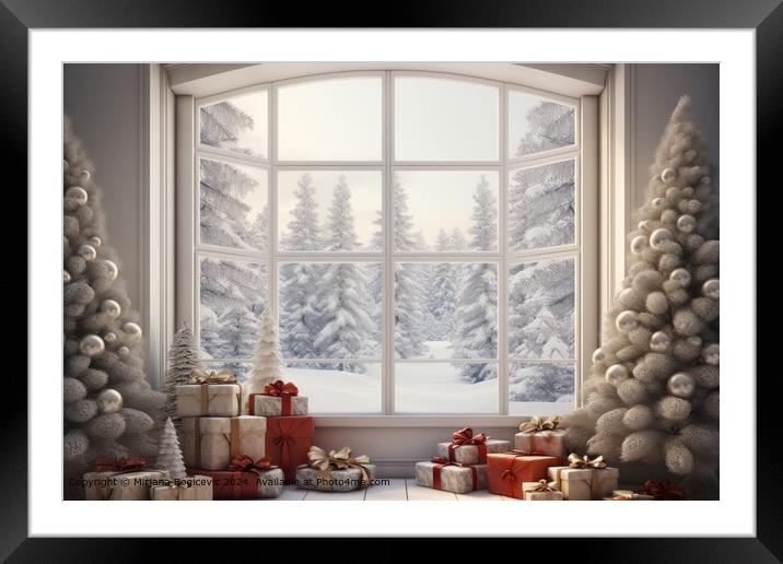 Cozy Christmas Tree Decor Framed Mounted Print by Mirjana Bogicevic