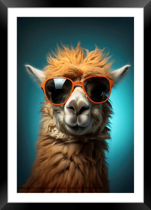 Camel Sunglasses Blue Framed Mounted Print by Mirjana Bogicevic