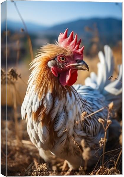 Chickens in a farm field  Canvas Print by Mirjana Bogicevic