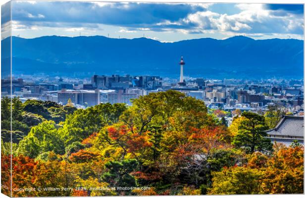 Kyoto Kiyomizu Temple Autumn Leaves Canvas Print by William Perry