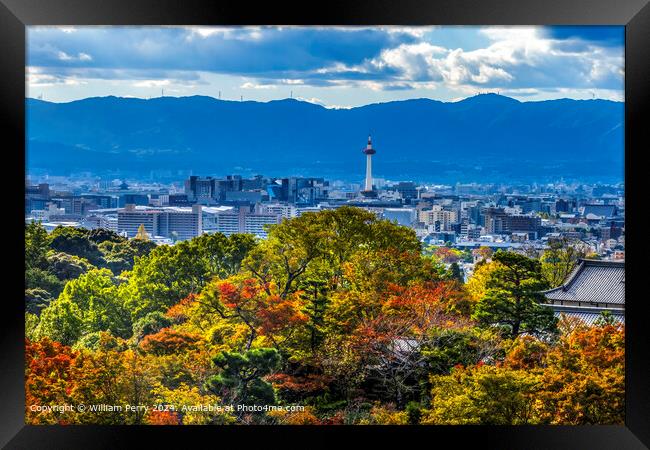 Kyoto Kiyomizu Temple Autumn Leaves Framed Print by William Perry
