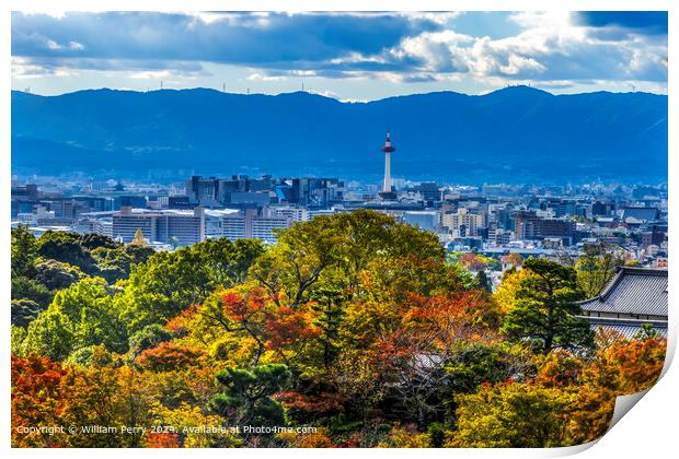 Kyoto Kiyomizu Temple Autumn Leaves Print by William Perry