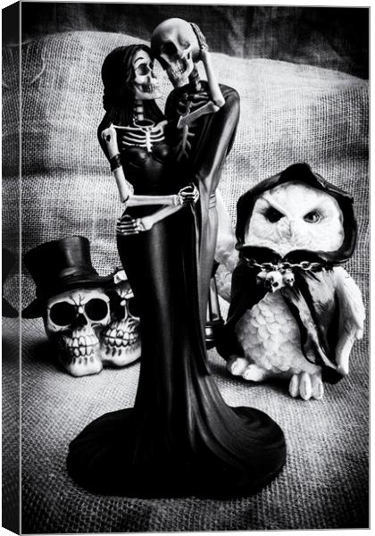 Macabre Double Wedding Monochrome Canvas Print by Steve Purnell