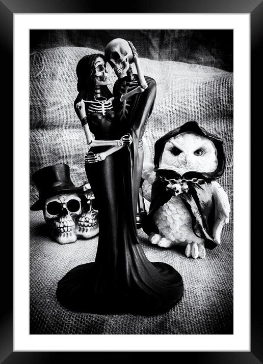 Macabre Double Wedding Monochrome Framed Mounted Print by Steve Purnell