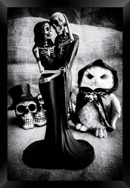 Macabre Double Wedding Monochrome Framed Print by Steve Purnell