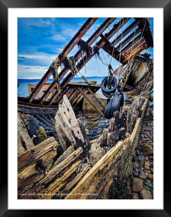 Rusty Shipwreck Scotland Framed Mounted Print by Sally Ryall