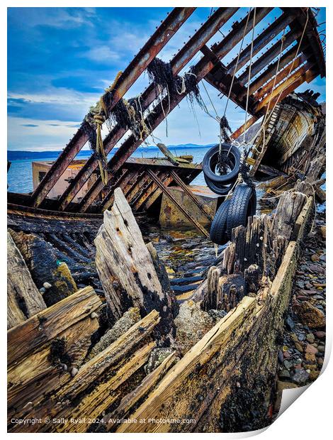 Rusty Shipwreck Scotland Print by Sally Ryall
