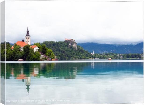 Lake Bled Reflections Canvas Print by Hazel Wright