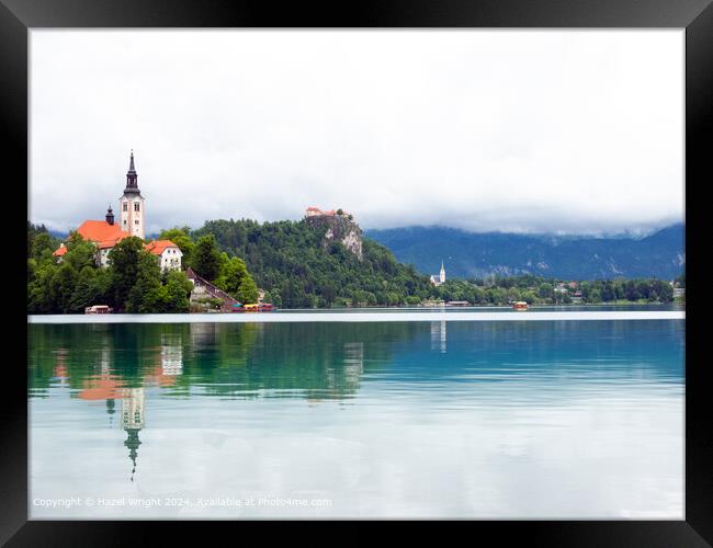 Lake Bled Reflections Framed Print by Hazel Wright
