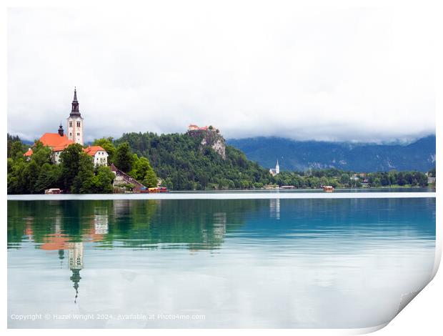 Lake Bled Reflections Print by Hazel Wright