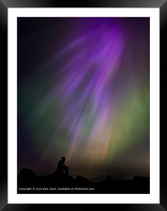Aurora Silhouette Contemplation Framed Mounted Print by Inca Kala