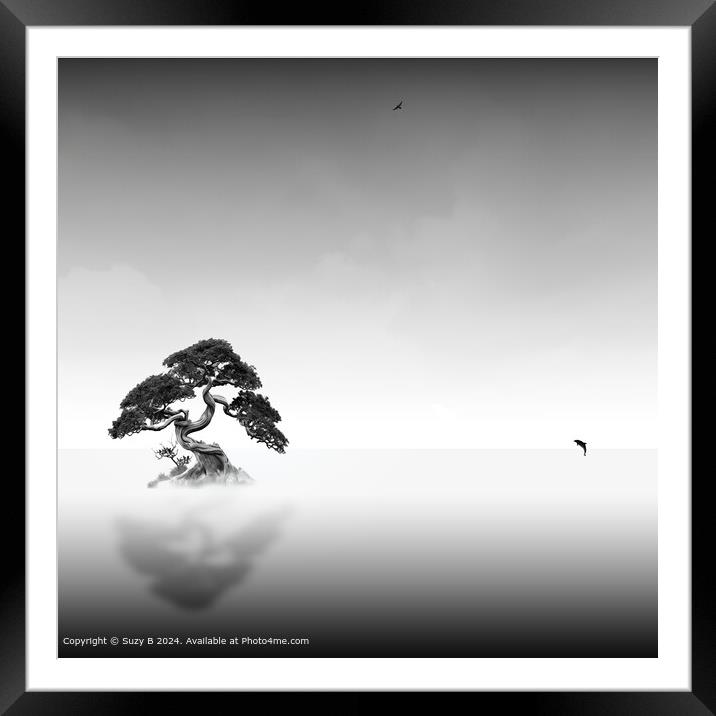 Peaceful Tranquility in Monochrome Framed Mounted Print by Suzy B