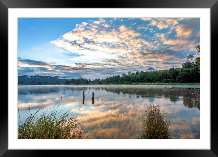 Okareka Sunrise Reflection Framed Mounted Print by Kevin Hellon