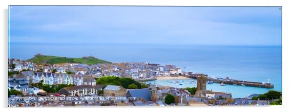 St Ives Cornwall Panorama  Acrylic by Beryl Curran
