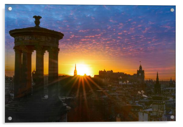 Edinburgh Sunset Acrylic by Alison Chambers