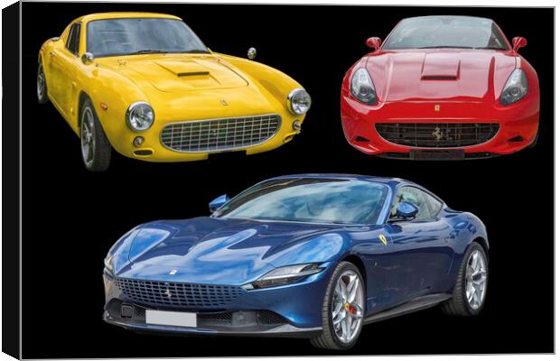 Ferrari Collage: Vintage, Classic, Sports Canvas Print by Kevin Hellon