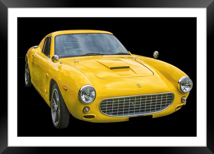 Yellow Vintage Ferrari Transport Framed Mounted Print by Kevin Hellon