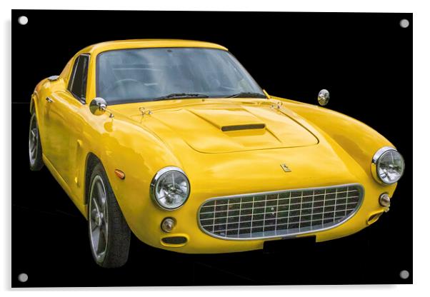 Yellow Vintage Ferrari Transport Acrylic by Kevin Hellon