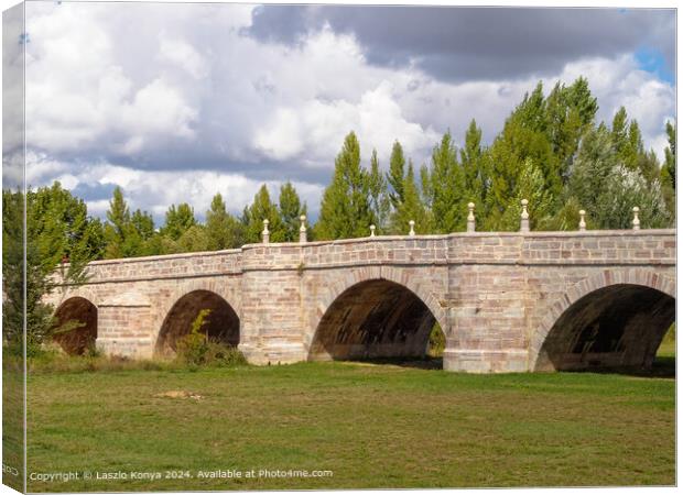 Castro Bridge, Leon: Stone Arch Architecture Canvas Print by Laszlo Konya