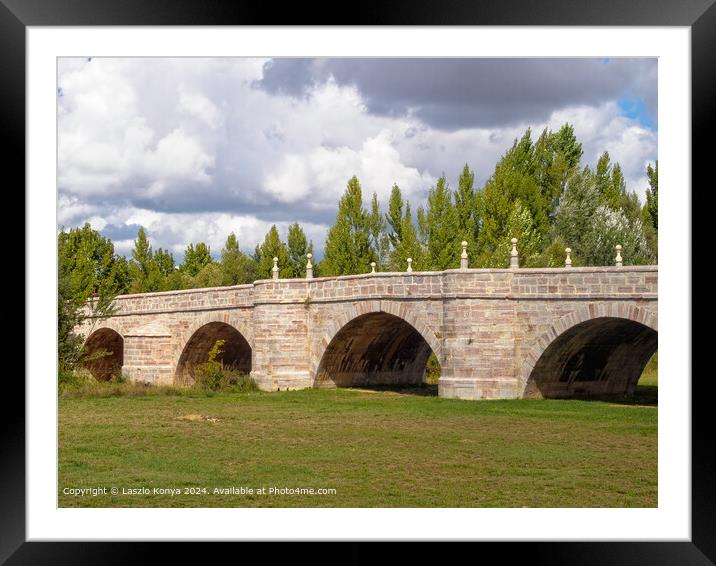 Castro Bridge, Leon: Stone Arch Architecture Framed Mounted Print by Laszlo Konya