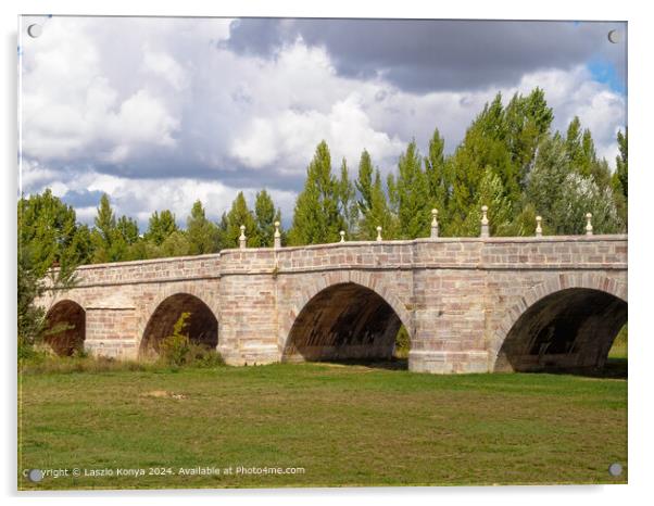Castro Bridge, Leon: Stone Arch Architecture Acrylic by Laszlo Konya