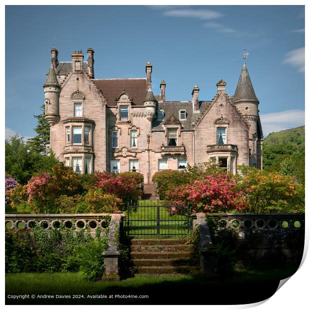 Victorian Scottish Castle Set in a Colourful Garde Print by Andrew Davies