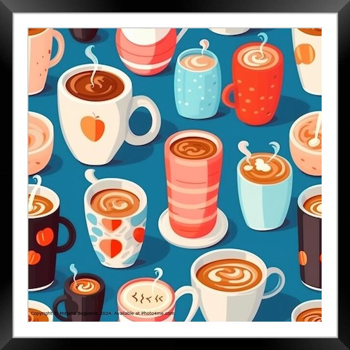 Coffee Drinks Seamless Pattern Framed Mounted Print by Mirjana Bogicevic
