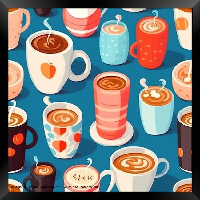 Coffee Drinks Seamless Pattern Framed Print by Mirjana Bogicevic
