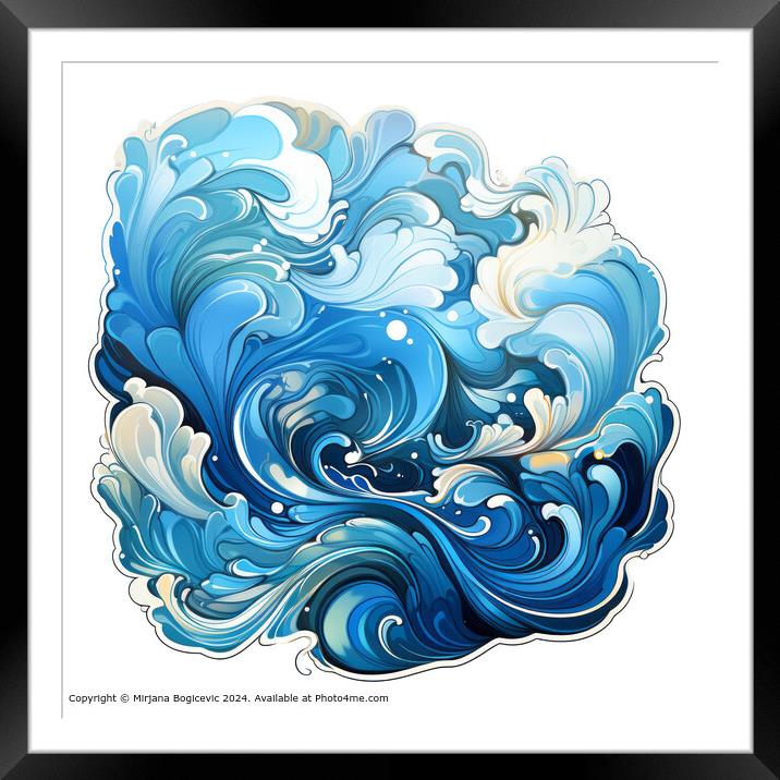 Blue Ocean Wave Abstract Art Framed Mounted Print by Mirjana Bogicevic