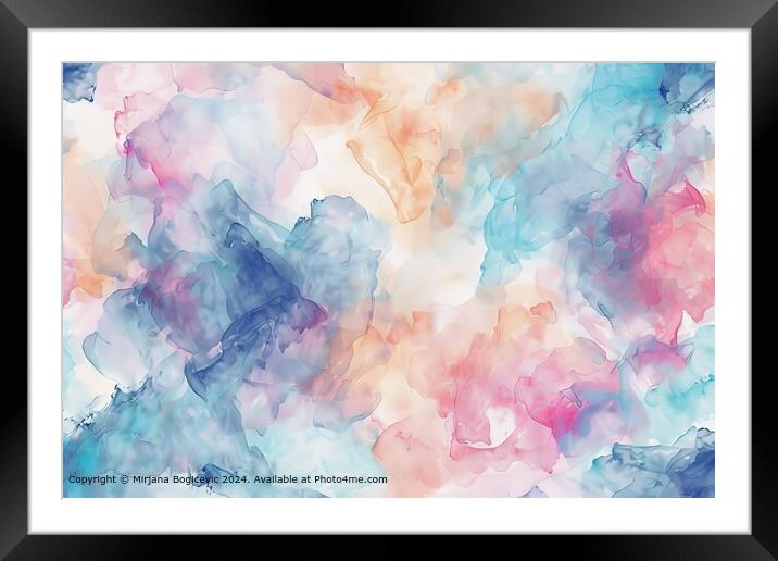 Delicate Pastel Watercolor Harmony Framed Mounted Print by Mirjana Bogicevic