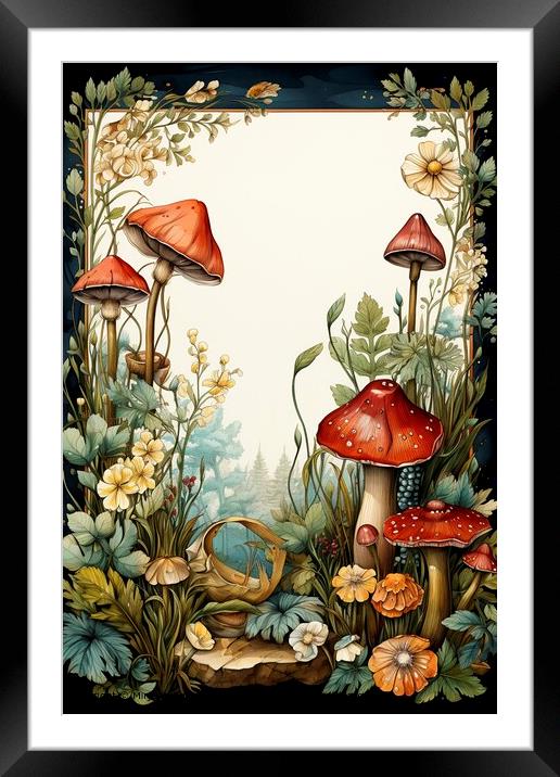 Mushroom Watercolor Forest Illustration Framed Mounted Print by Mirjana Bogicevic