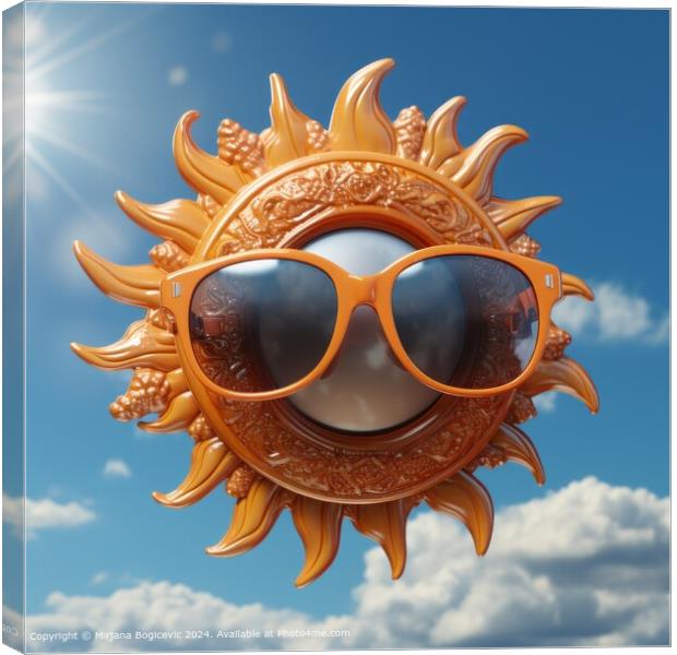 Smiling Sun Sunglasses Sky Canvas Print by Mirjana Bogicevic