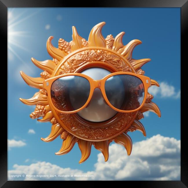 Smiling Sun Sunglasses Sky Framed Print by Mirjana Bogicevic