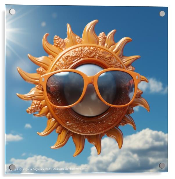 Smiling Sun Sunglasses Sky Acrylic by Mirjana Bogicevic